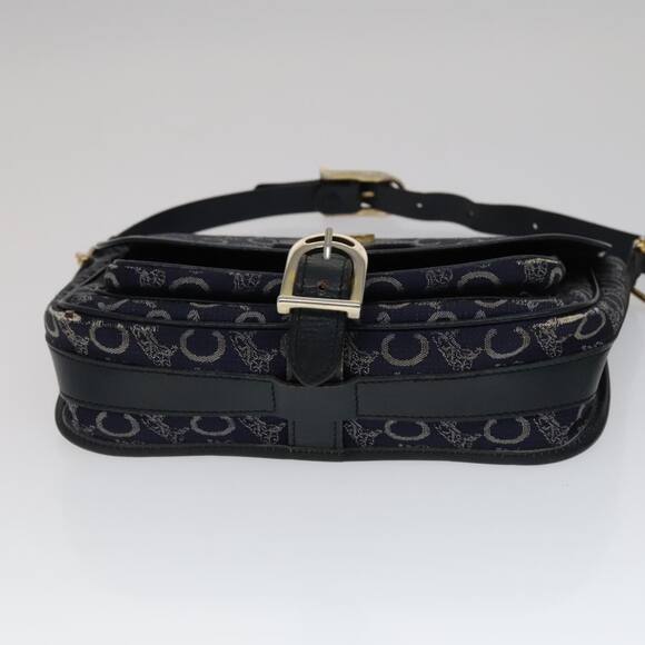 CELINE C Sulky Shoulder Bag Canvas Navy Gold - Picture 5 of 16
